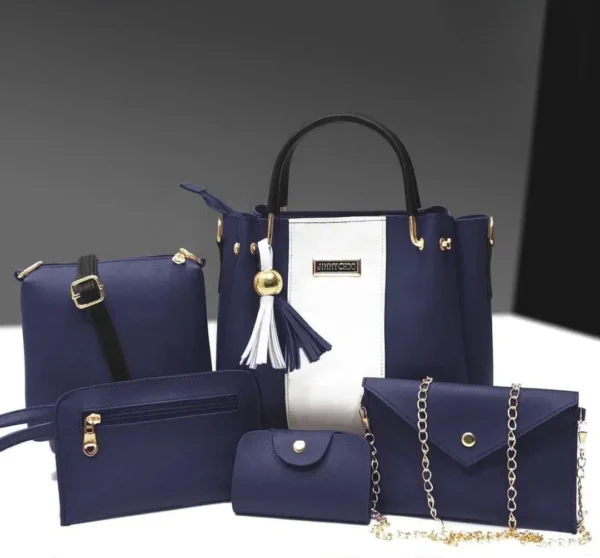 Mustard PU leather 5 pcs hand bag set for girls